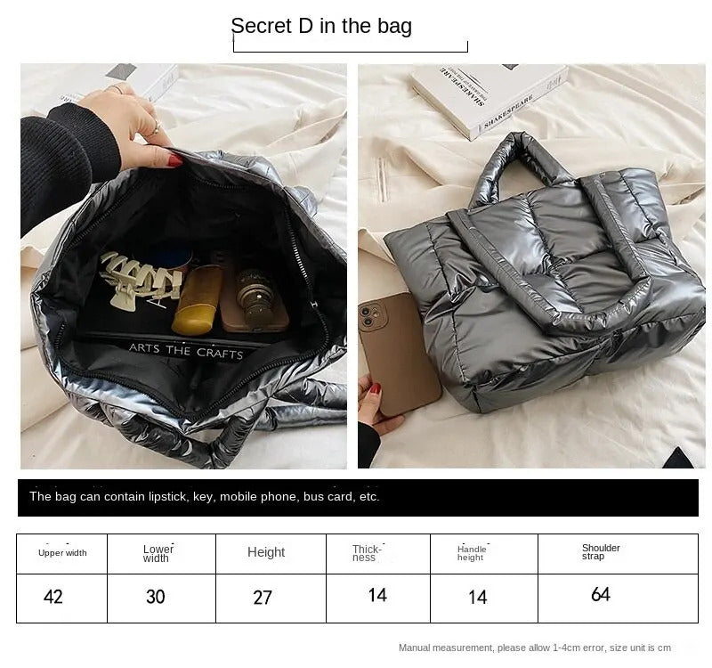 Handbag Female Large-capacity Bag Female New Tide Fashion Shoulder Bag Fall And Winter Cotton Bag Hundred Tote Bag