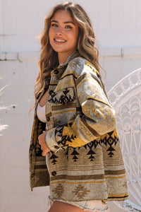 Brown Western Aztec Print Jacket