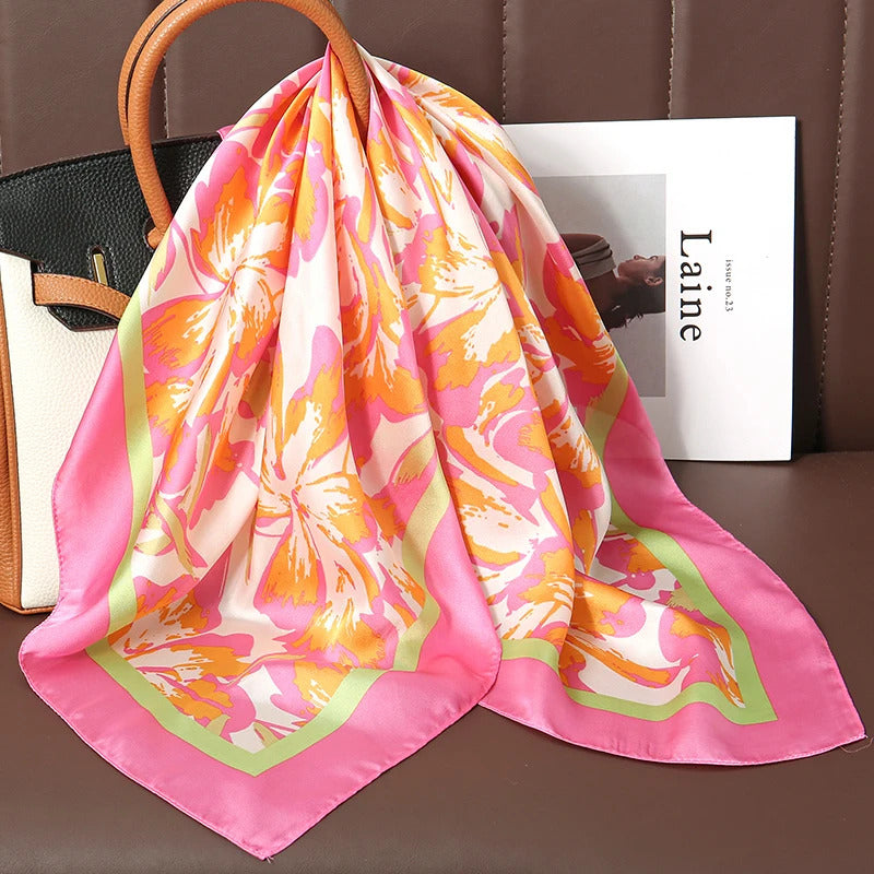 2024 Luxury Brand Silk Scarf Square Women Shawls And Wraps Office Small Hair Neck Hijabs Kerchief Foulard Ladies Scarves 70*70cm