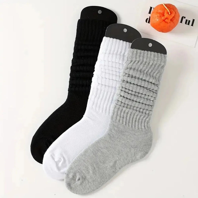 3 Pairs Pleated Mid Length Socks Women's Fashion Lolita Bubble Socks Comfort Non Pilling Autumn Versatile Girl Elephant Socks