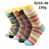 5 Pairs Winter Warmer Women Thicken Thermal Wool Cashmere Snow Socks Fashion Casual Euramerican National Wool Socks for Women