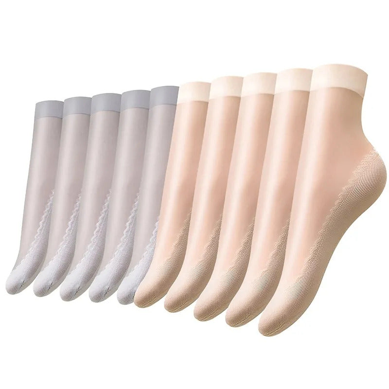 1/5/10pairs Womens Anti-Slip Socks ,Sweat Absorbing Cotton Bottom Velvet Socks, Ultrathin Breathable Summer Autumn Casual Sock