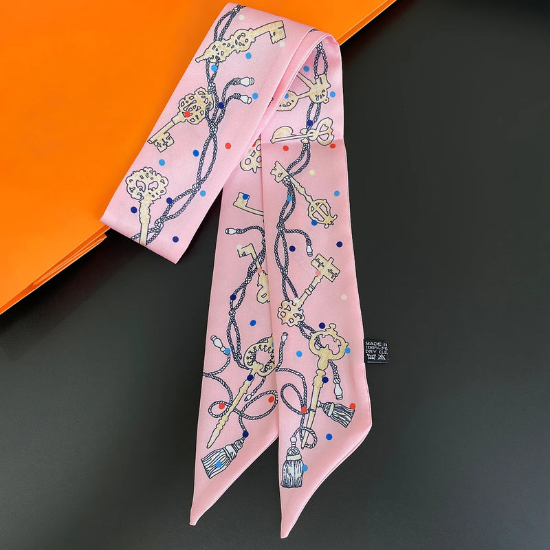 2024 Brand Design Zebra In Flowers Women Scarf Luxury Silk Scarf Fashion Hair Headband Foulard Skinny Bag Scarves Neckerchief