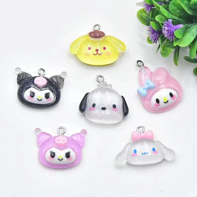 10pcs  Simulated Cute  Rabbits Dogs Cats Resin Charms Accessory Pendants Handmade  Jewelry DIY Earring Necklace