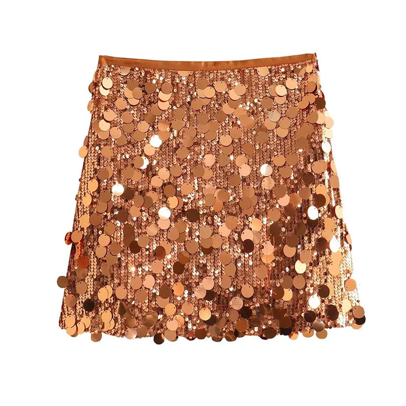 Koekop Fashion Summer Women's Skirt Streetwear Glitter Short Skirt Sequin Mini Skirt Women Luxury High Waist Skirts for Woman