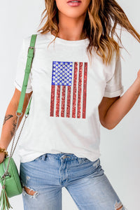 White Shimmery Flag Graphic Tee