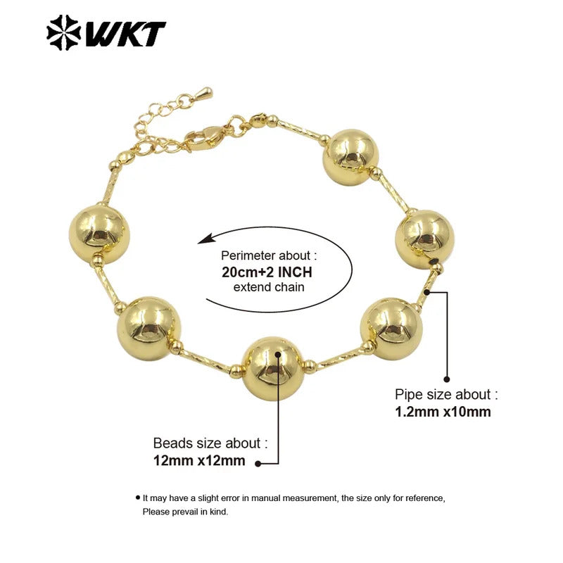 WT-JF350  WKT 2024 Luxury Yellow Brass Chain Pretty Bracelet Round Bead Women Gift Jewelry New Accessory Wedding