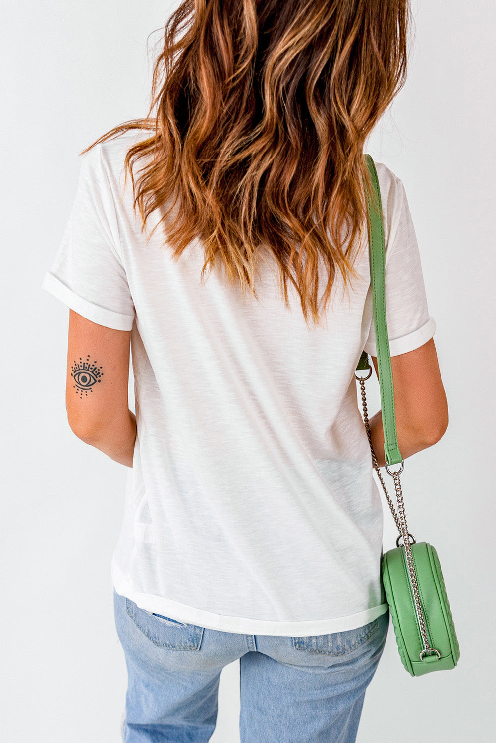 White Stripe and Star Bowknot Graphic Tee