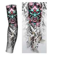 1PCS 2024 New Men Long Fake Warmers Summer Tattoo Sleeves Sun Protection Cover Outdoor Gloves Driving Ice Silk Arm Sleeves Women