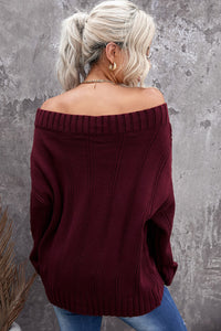 Green Off The Shoulder Winter Sweater