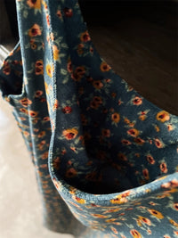 ◆ Thick Corduroy ~ Floral Warm Oversized Swing Autumn and Winter Inner wear Suspender Skirt Dress