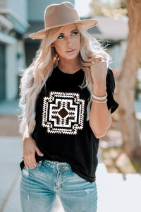 Black Western Aztec Graphic Fashion Tee