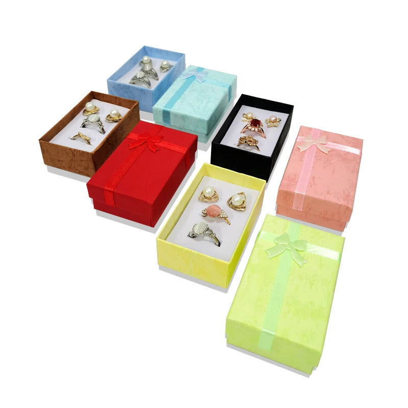 12 pcs High Quality Paper Ring Necklace Set Jewelry Necklace Earrings Rectangular Package Gift Box 5*8*2.5cm