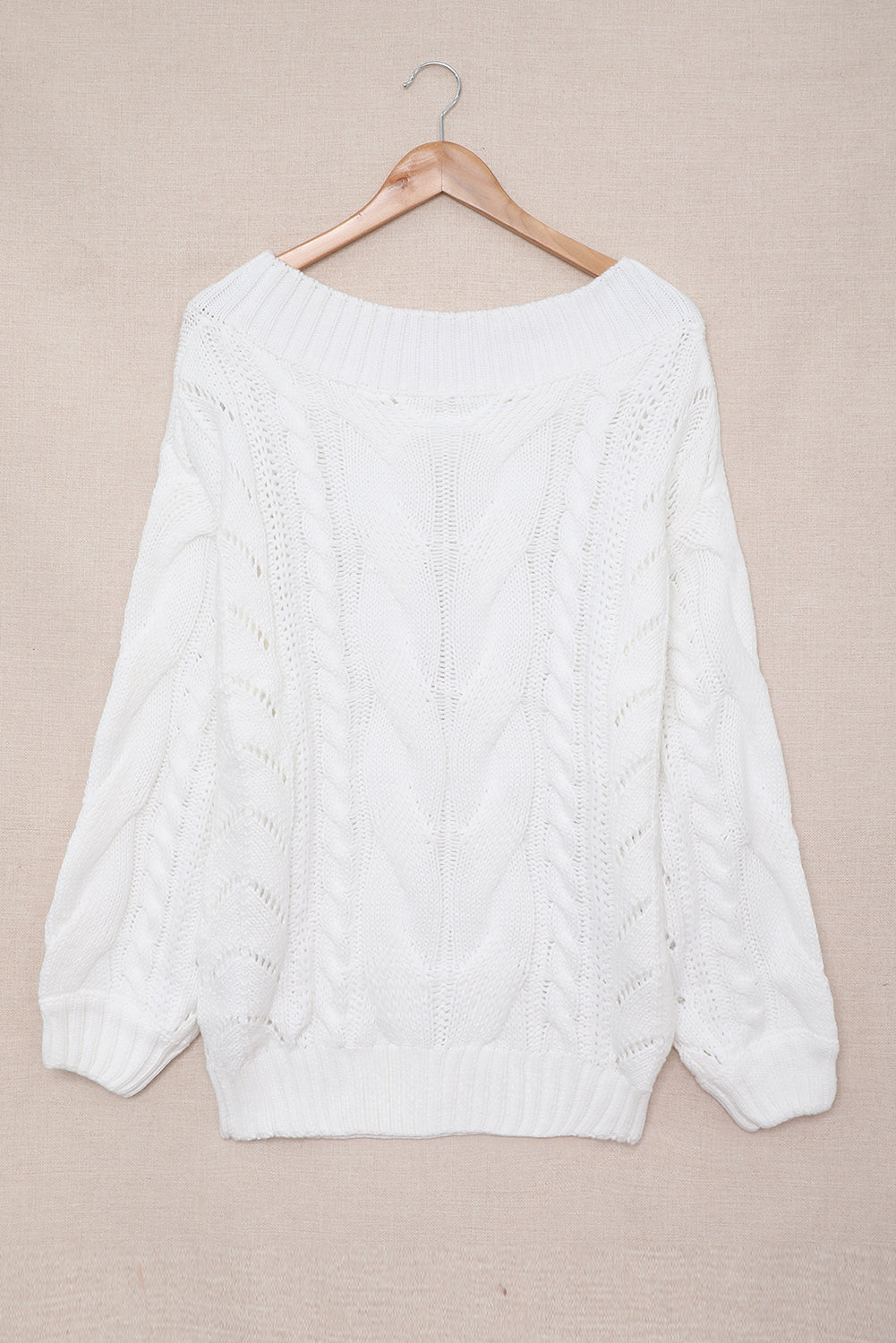 White Chunky Oversized Pullover Sweater