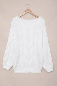 White Chunky Oversized Pullover Sweater