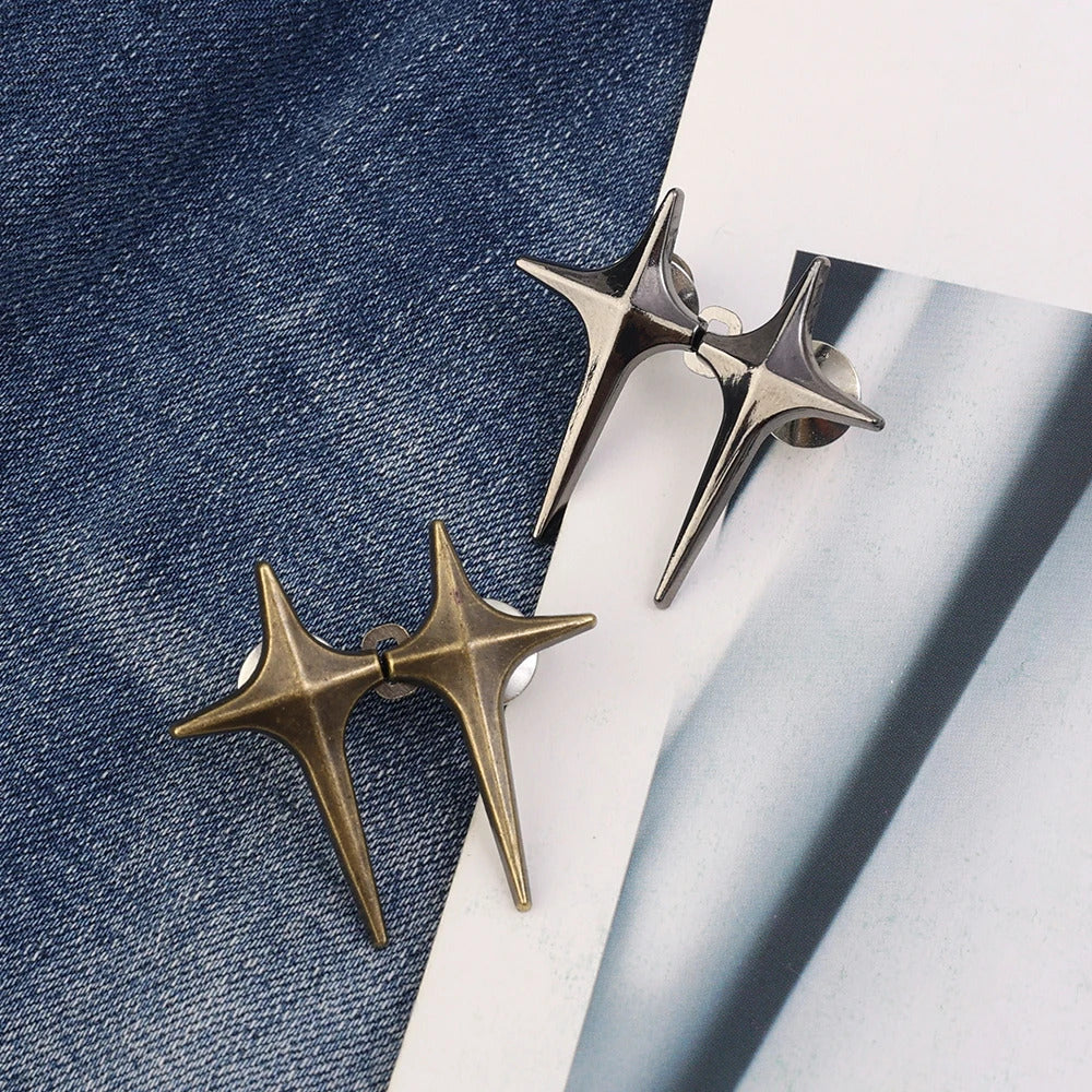 4Set Cross Star Metal Jeans Button Snaps Detachable Pants Clips Buttons Pins DIY Waist Tightener Clothing Buckles Sewing Tools