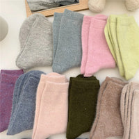 Winter Thicken Warm Long Socks Rabbits Hair Women's Socks Solid Thermal Cashmere Harajuku Crew Sock News Fashion Japanese Kawaii