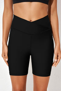 Black Crossed Waist Sporty Bermuda Bikini Shorts