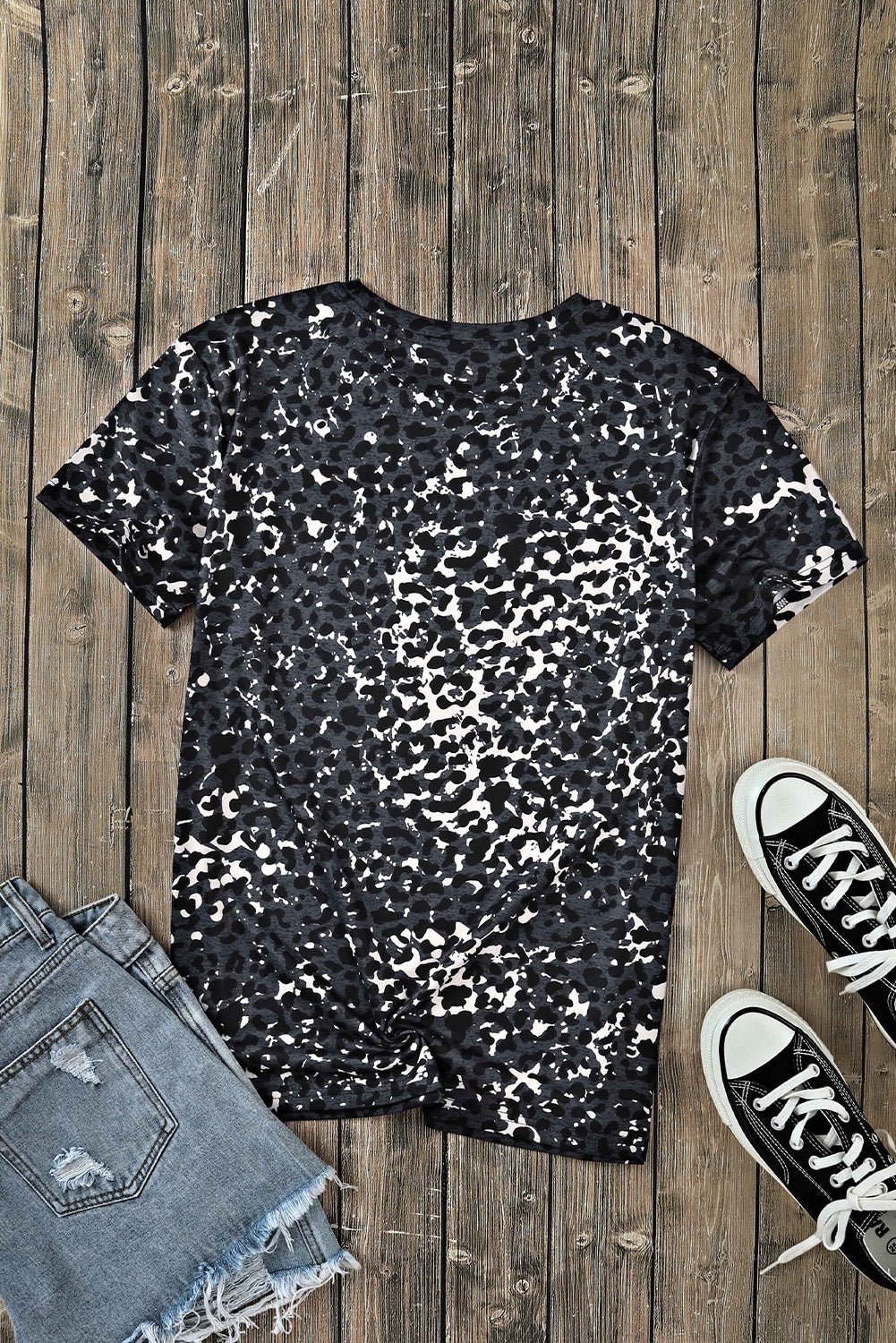 Leopard Blank Apparel- Bleached Leopard Crew Neck T-shirt