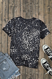 Leopard Blank Apparel- Bleached Leopard Crew Neck T-shirt