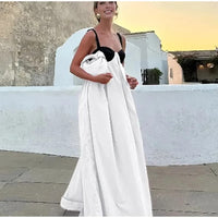 Fashion High Waist Patchwork Loose Sling Robes Women Backless Sleeveless Maxi Dress Fashion Casual Vacation Party Long Dresses