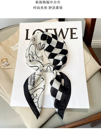 Luxury Fashion Print 70*70cm Silk Square Scarf Women Soft Satin Hairband Neckerchief Tie Female Headband Foulard Bag Ribbon