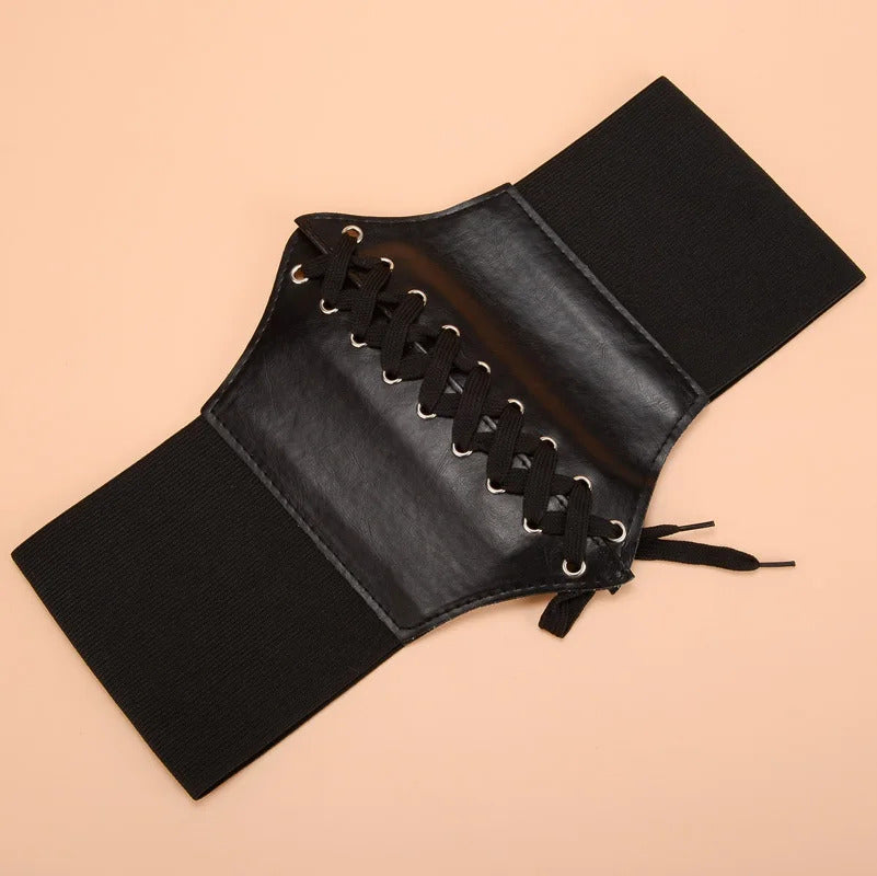 New Corset Punk Black Wide Belt Pu Leather Slimming Body Belts for Women Elastic High Waist Belt Female Dress Cummerbunds Gifts