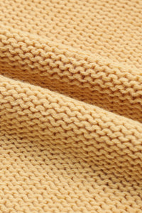 Khaki Hollowed Bubble Sleeve Knit Sweater