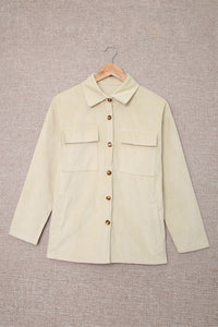 Pocketed Button Ribbed Textured Shacket