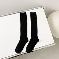 New Women's Stockings Spring Trends Casual Preppy Style Knee High Socks Female High Quality Cotton Solid Color Long Socks Comfy