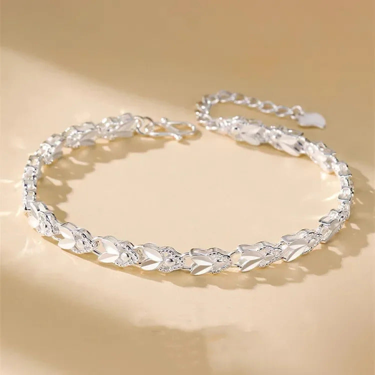 Hot 925 Sterling Silver Cute Buckle Side Chain Solid Bracelet for Women Men Charm Party Gift Wedding Fashion Jewelry