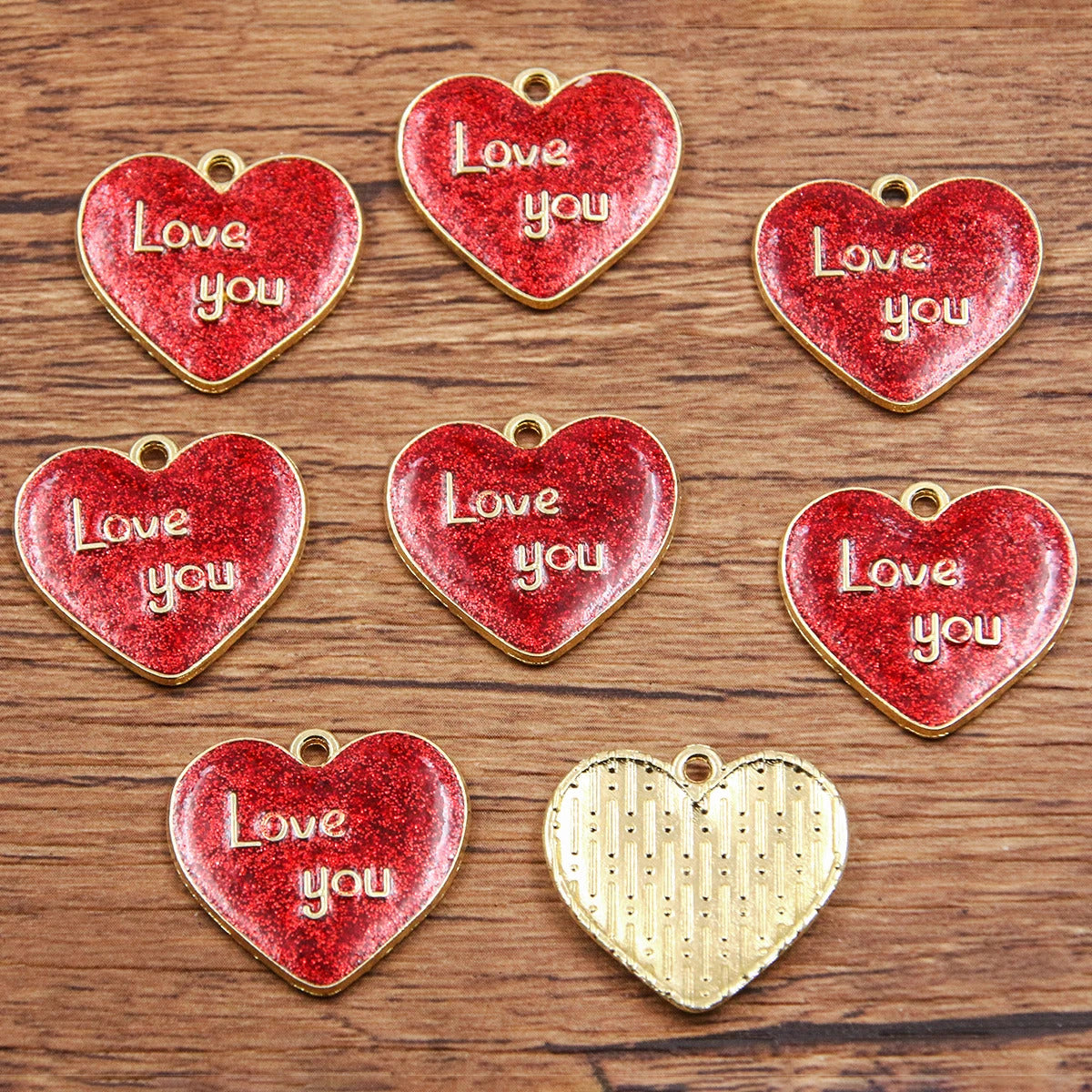 10Pcs 21 Style Mix Size Alloy Metal Drop Oil Valentine's Day Charm LOVE Heart Pendant For Enamel DIY Bracelet Jewelry Making