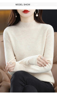 100% Pure Wool Half-neck Pullover In Autumn And Winter New Cashmere Sweater Women's Casual Knit Top Women's Coat 19 Colors