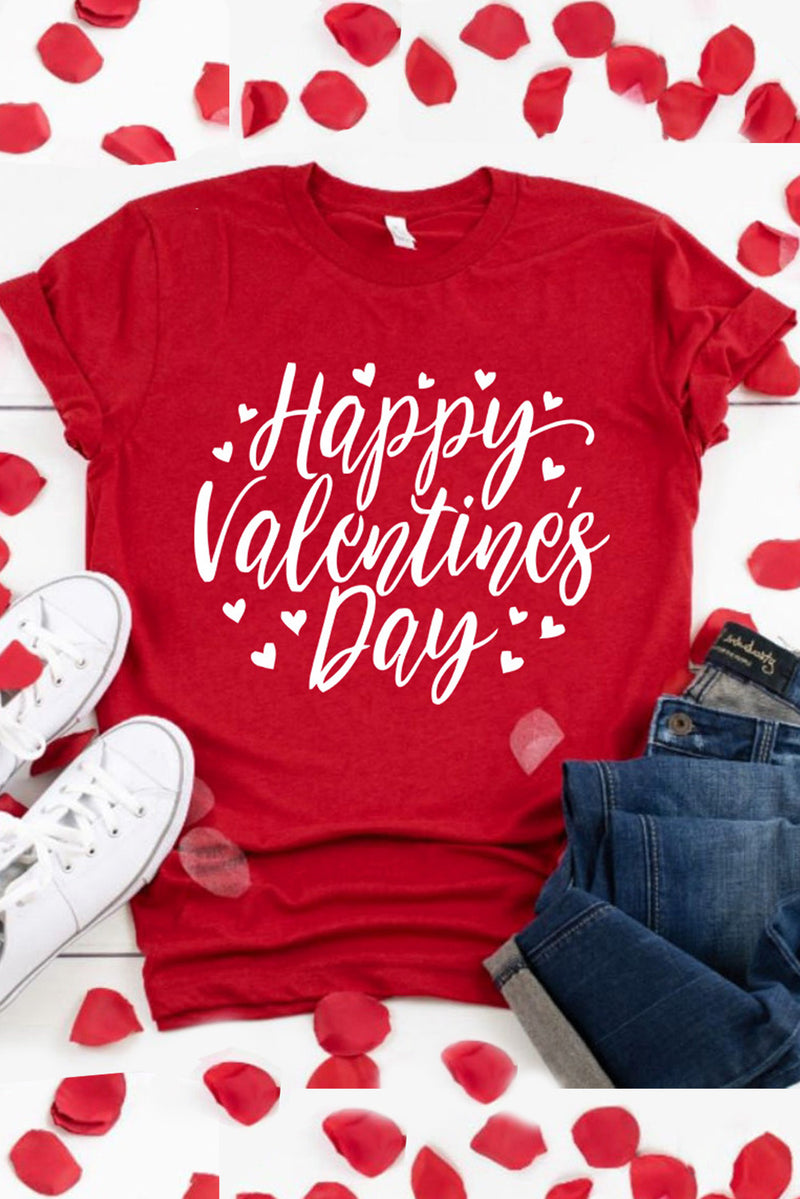 Red Happy Valentine's Day Heart Graphic Tee