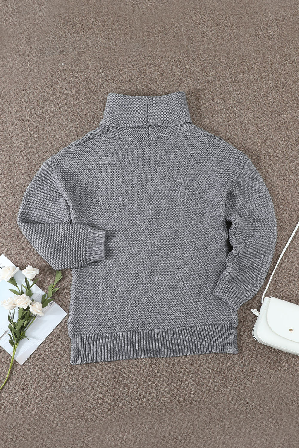 Sage Green Cozy Long Sleeves Turtleneck Sweater