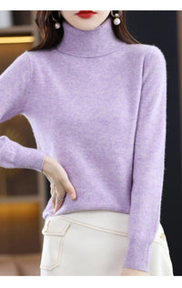 100% Merino Wool Cashmere Sweater Women Knitted Sweater Turtleneck Long Sleeve Pullovers Autumn Winter Clothing Warm Jumper Tops