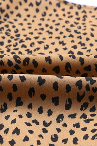 Spliced Leopard Print Wrap Long Sleeve Bodysuit