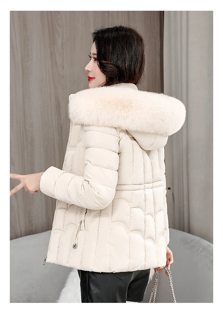 Winter 2024 New Down Jacket Women Parkas Fashion High-Quality Warm Cotton Padded Coat Ladies Short Overcoat Hooded Overwear Tops