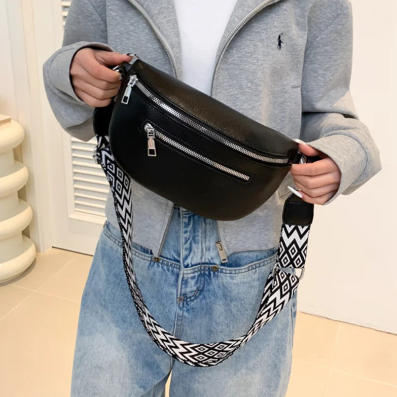 PU Leather Retro Banana Bag Women Chest Bag Waist Fanny Pack Sling Crossbody Shoulder Bag Chest Bum Belt Bag Half Moon Hobo Bag