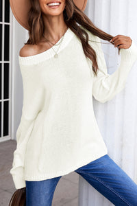 Green Oversize Knitted Drop-shoulder Sleeve Sweater