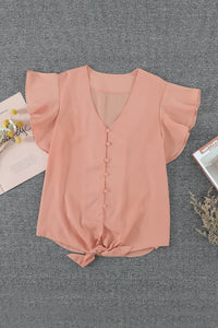 Apricot Forever Tonight Button Tie Top