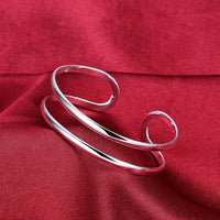 Trendy 925 Sterling Silver Bangles Bracelet Charms Cute Open for Women Fashion Jewelry Adjustment Size Cuff Wedding Party