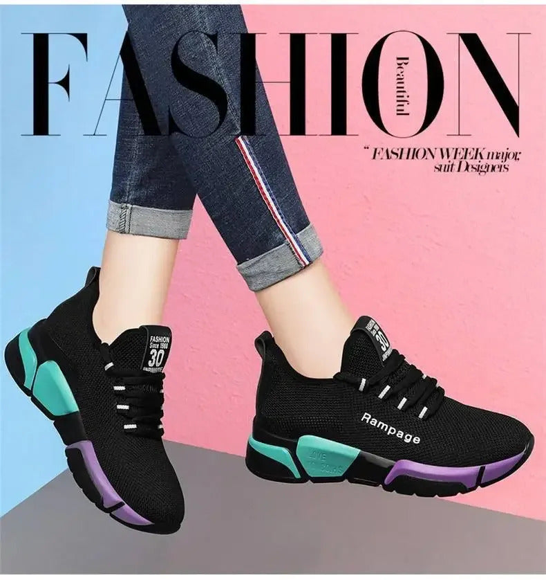 Fashionable sports shoes for women, thick and breathable soft soled mesh, lightweight casual shoes, trendy coconut shoes