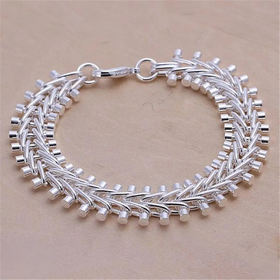 925 Sterling Silver Exquisite Solid Chain Bracelet Fashion Charm Women Men Solid Wedding Cute Simple Models Jewelry