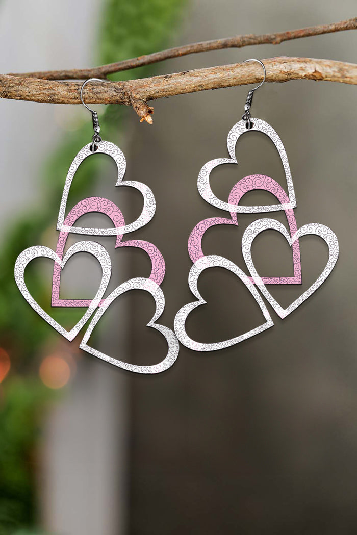 White Valentine's Day Hollow-out Heart Earrings