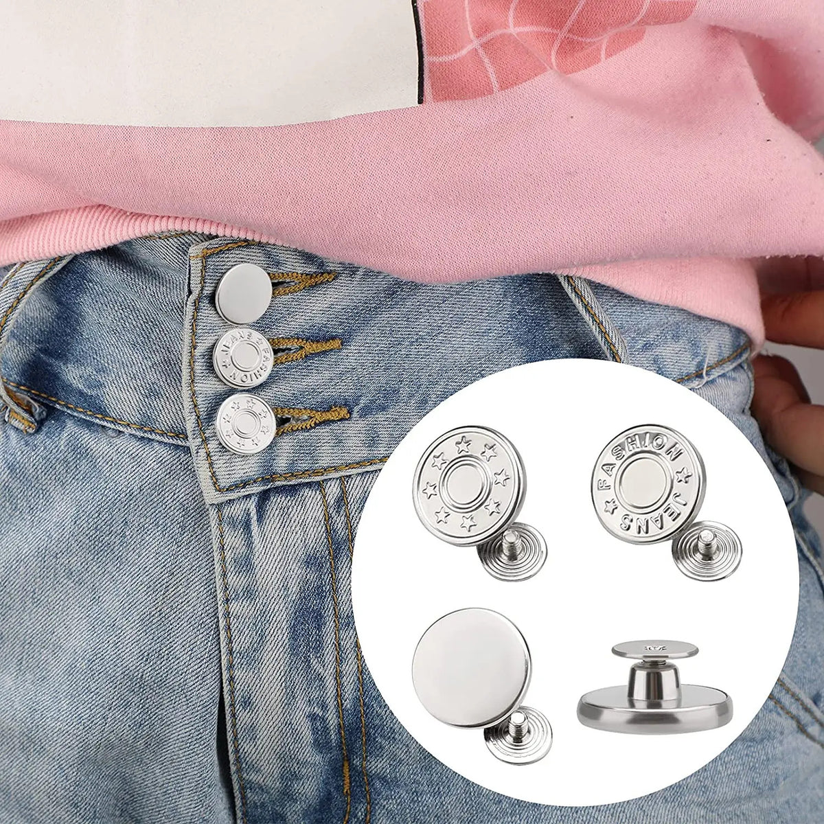 20/10pcs Detachable Jeans Screw Buttons with Screwdriver Clothes Replacement No Sewing Metal Pins Adjustable Waist Kit Tools