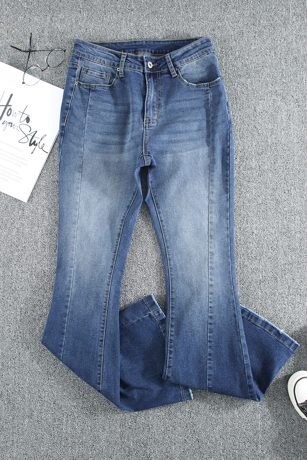 Blank Apparel - High Waist Flare Jeans with Pockets