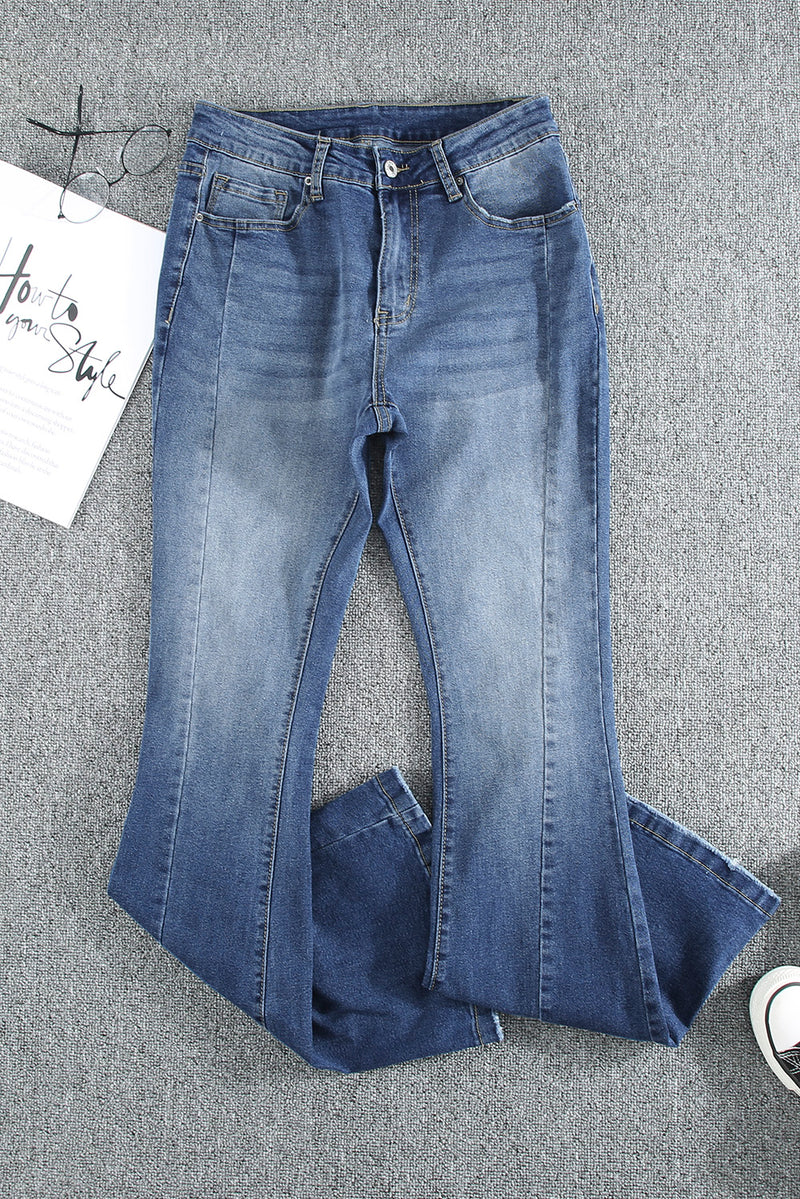 Blank Apparel - High Waist Flare Jeans with Pockets