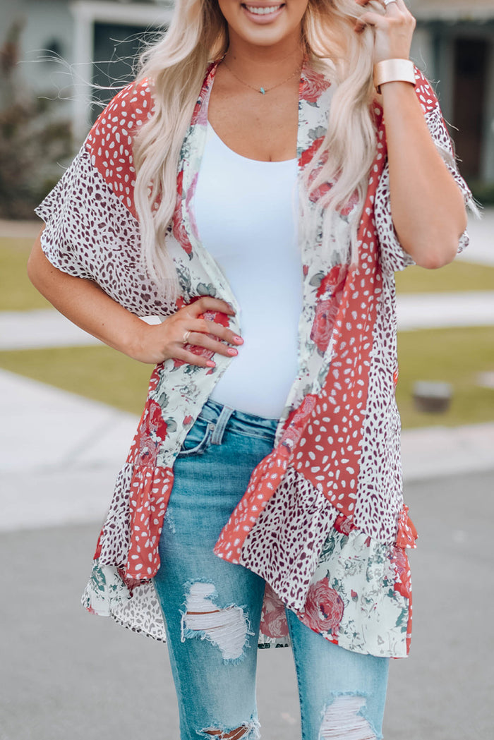 Wild Rose Floral Animal Print Kimono