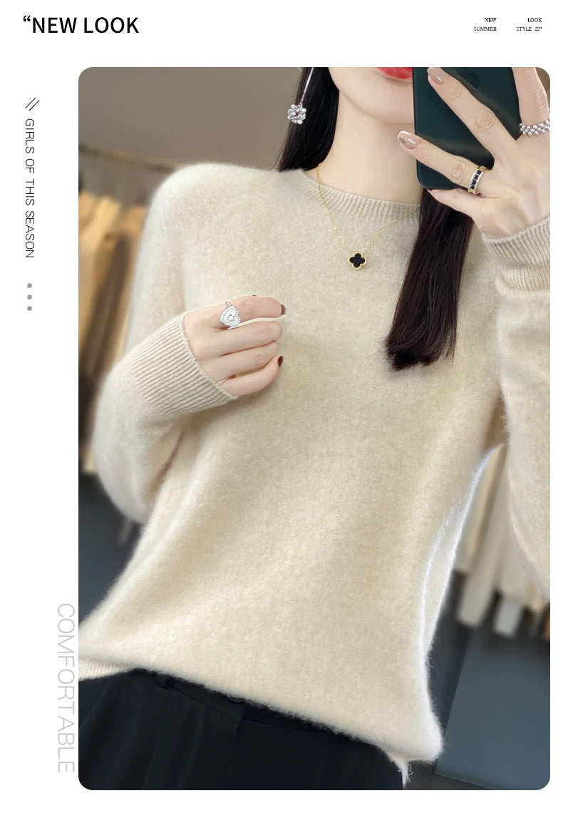 New cashmere sweater women's sweater in autumn and winter 100% merino wool fashion O-neck autumn warm pullover top